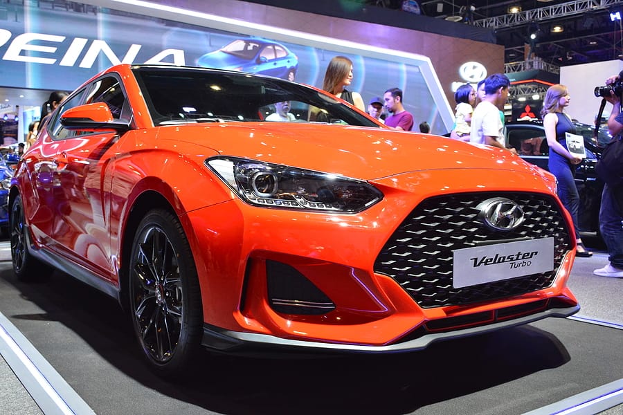 Hyundai veloster turbo at Manila International Auto Show on April 7, 2019 in Pasay, Philippines
