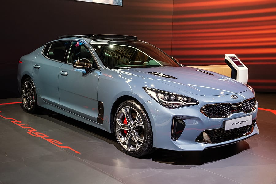 Kia Stinger car showcased at the 97th Brussels Motor Show 2019